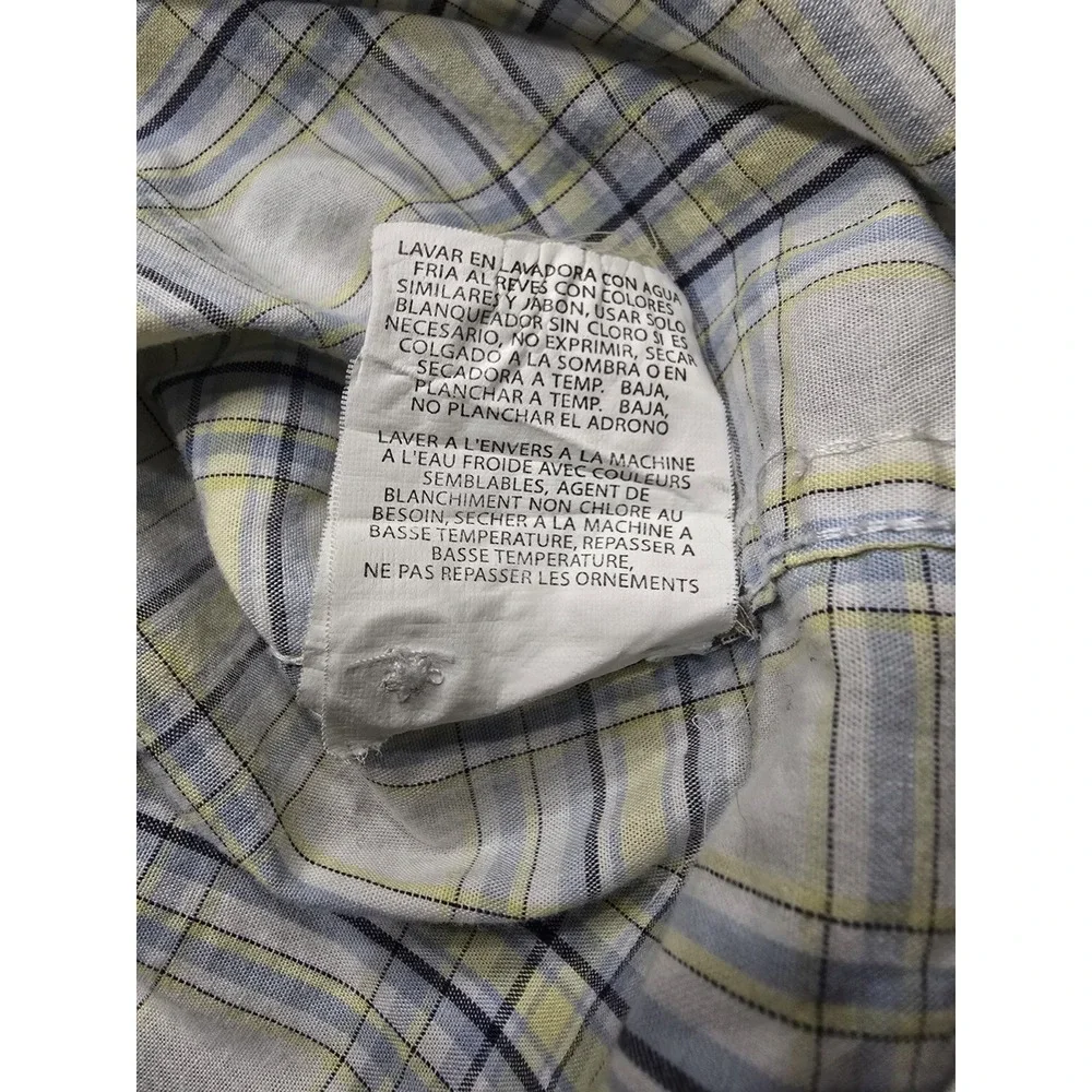 Wrangler Hero Mens XL Plaid Short Sleeve Button Down Shirt Blue Yellow MMTH71992